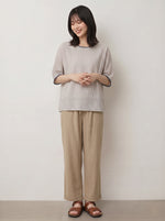 M~2XL 細ストライプ ゆったり クルーネックTシャツ