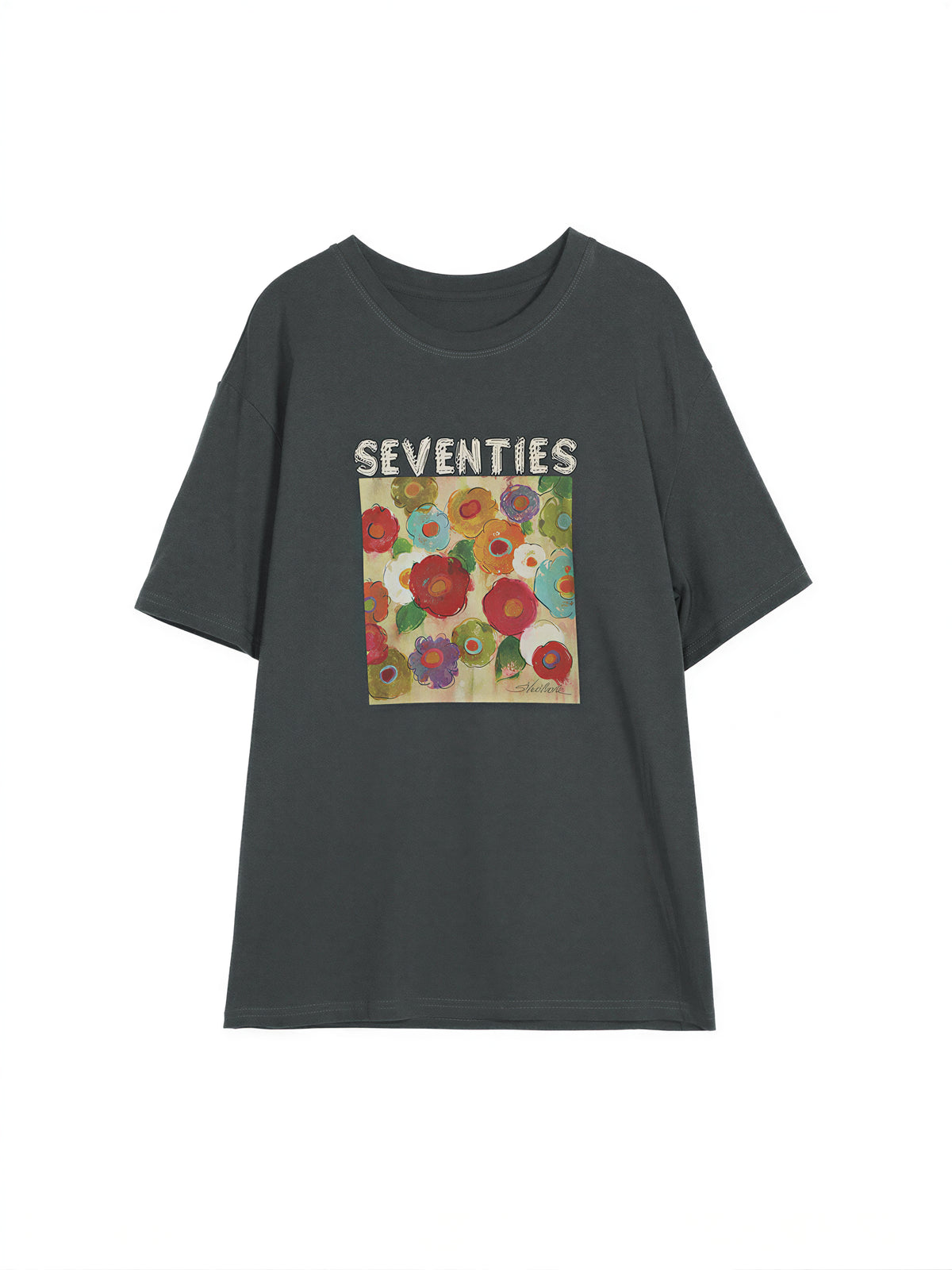 油絵アート！半袖Tシャツ小人数高級感スリムトップス