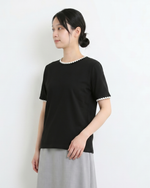 配色メロウフリル縁取り クルーネックTシャツ