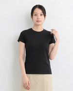 ウエストすっきり見え ラウンドネック 半袖Tシャツ