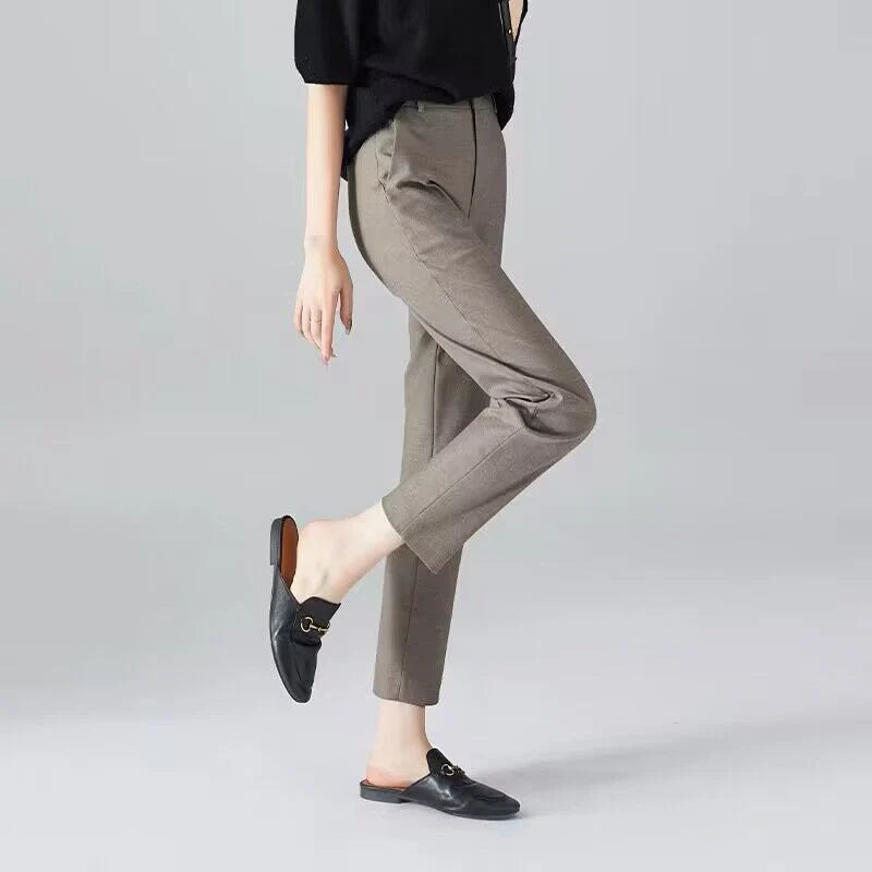 ハイウエスト ストレート アンクル丈 スラックス