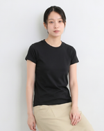 ウエストすっきり見え ラウンドネック 半袖Tシャツ