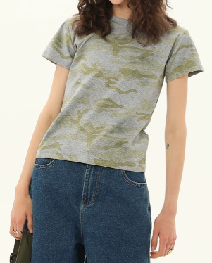 アメリカンレトロ迷彩染め！柔らかで快適な個性的なスタイルの半袖Tシャツ