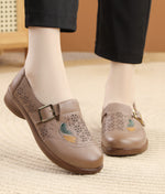 【全3色】カットワーク×バックル ローファー