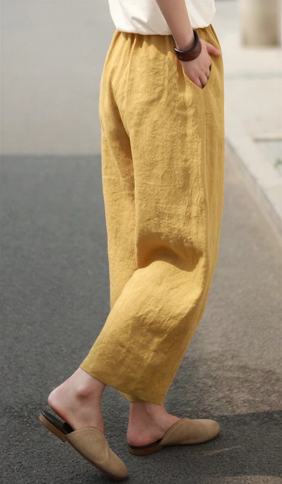 【全5色】M~4XL ゆったりストレートハイウエストパンツ