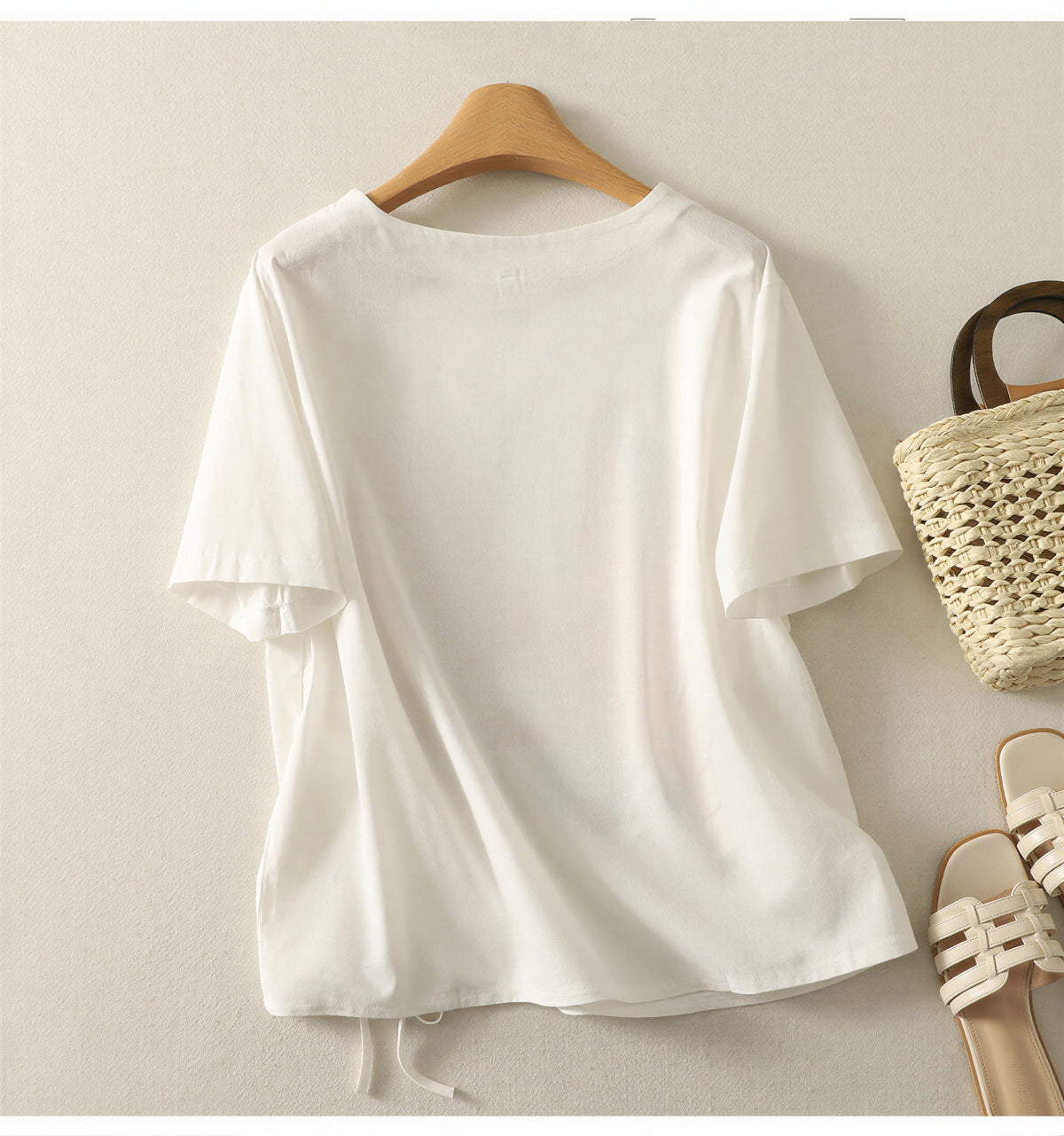 アートプリント サイドドロスト ゆったりTシャツ