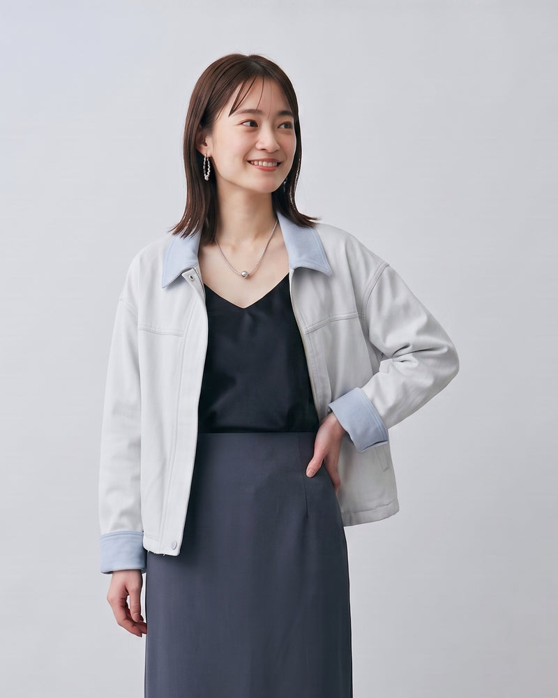 S~XL 配色カラーのショートジャケット