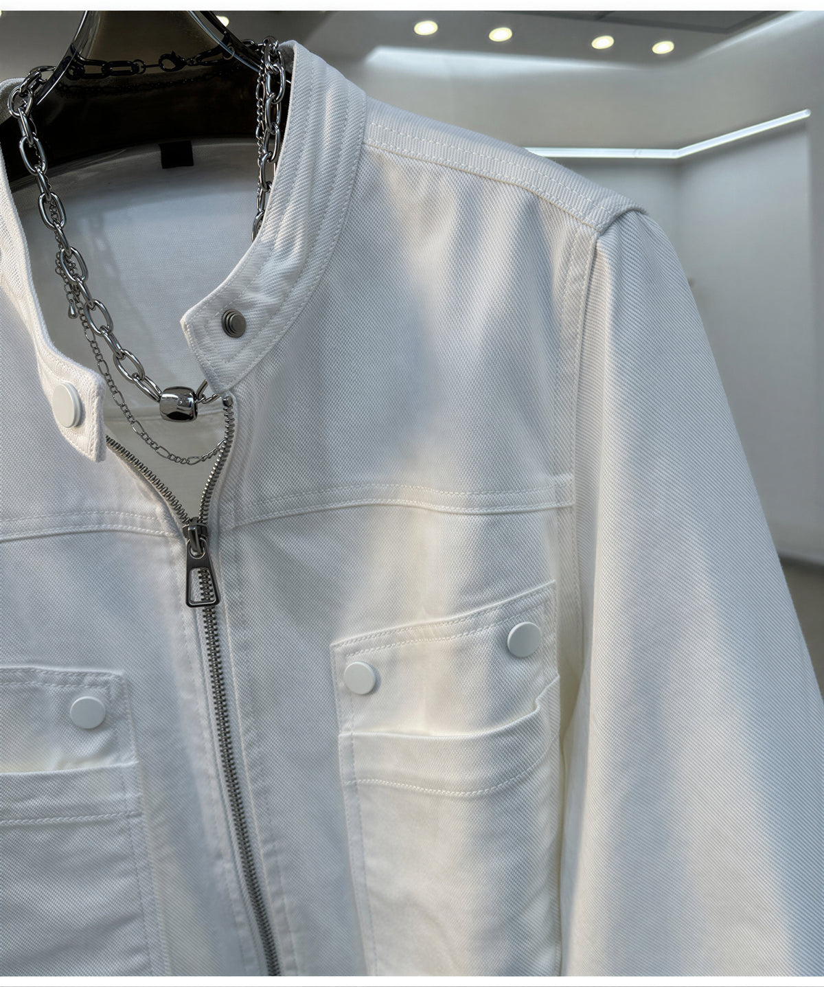 S~XL スタンドカラー ショート丈ワークジャケット