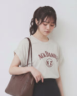 ロールヘムフリルスリーブ ヴィンテージプリントTシャツ
