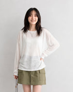 S~XL シアー重ね着 ルーズフィット 長袖Tシャツ
