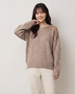 【秋新作】オフショルダー風 ルーズフィット シャギー感ニット