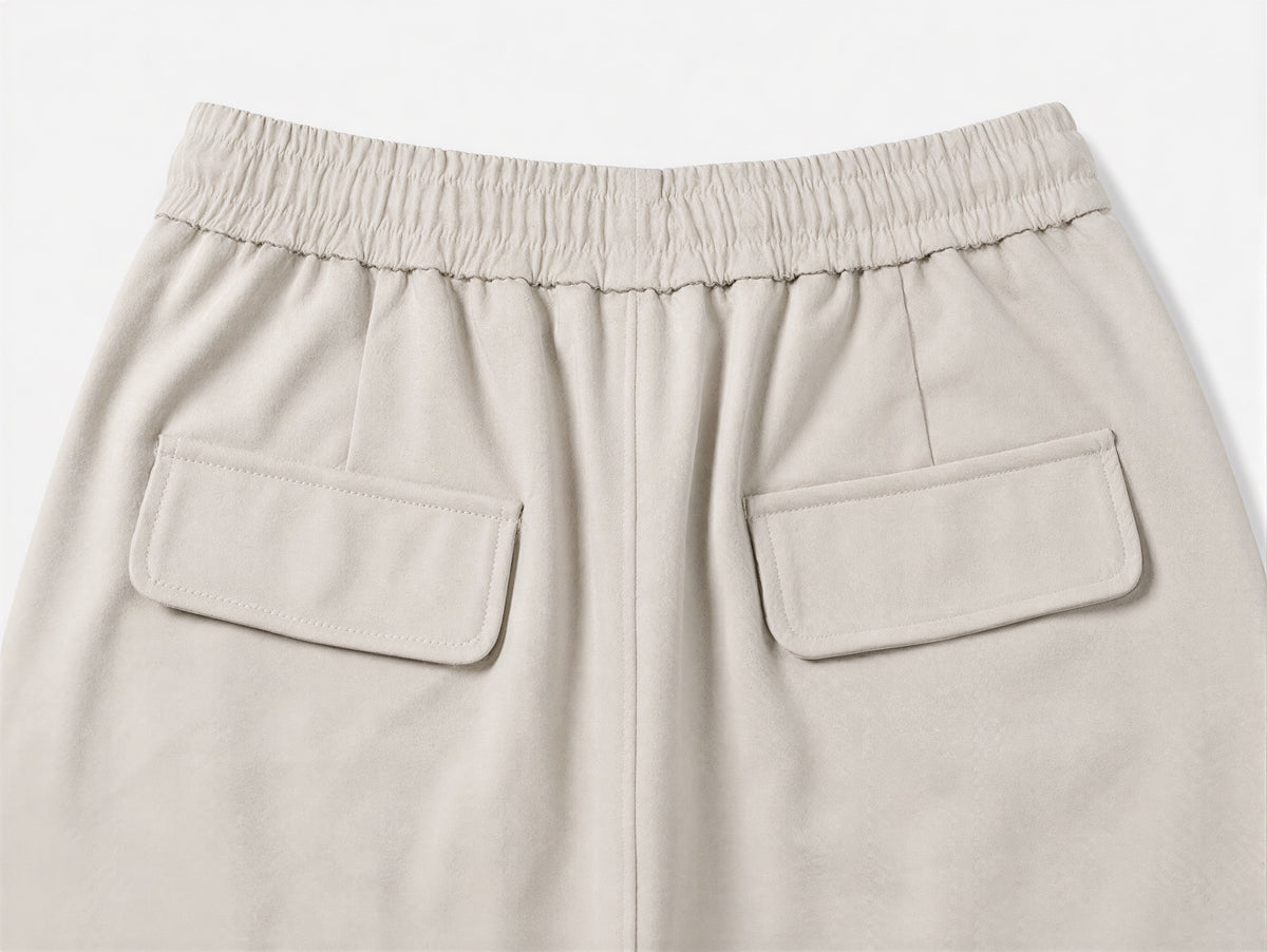【全4色】M~XL ハイウエスト ドローストリング 裾だまりワイドパンツ