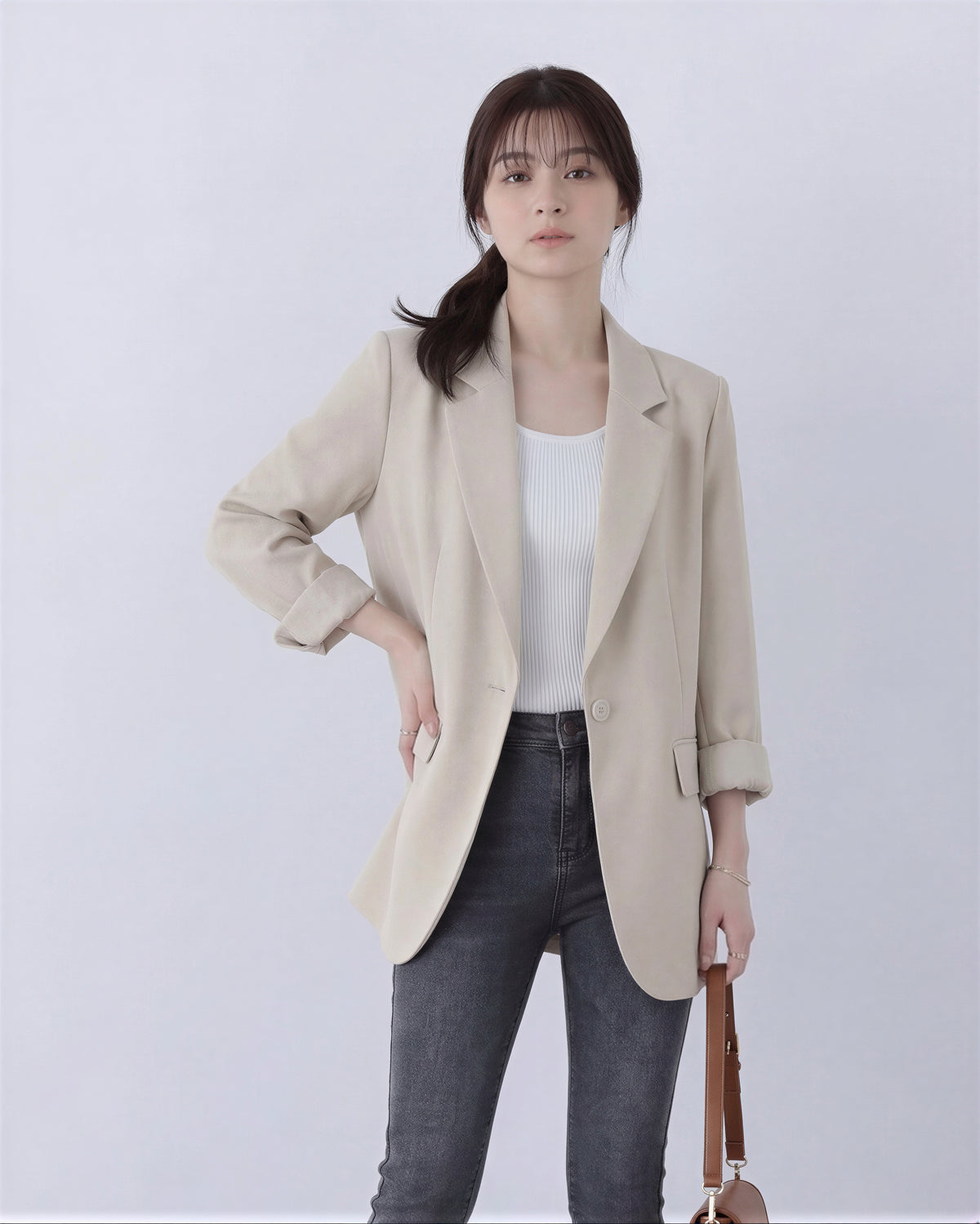 ゆったりストレート ショールカラー  テーラードジャケット