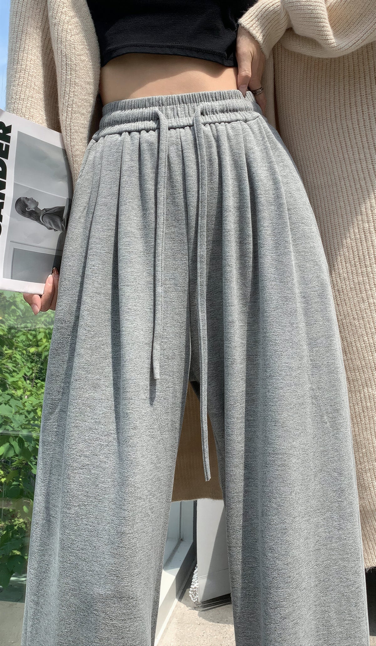 ウエストゴム ハイウエスト 落ち感 ワイドパンツ
