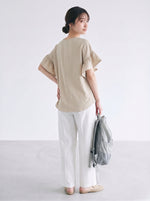 フリルフレアスリーブ ゆったりTシャツ