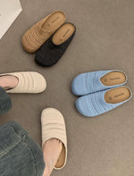 3色展開｜編み込み風・つま先ありフラットミュール