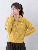 2色展開｜襟付き透かし編みニットトップス