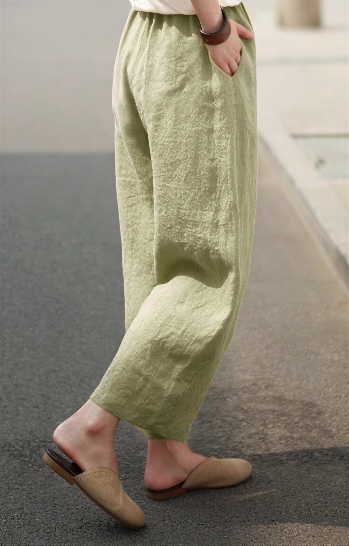 【全5色】M~4XL ゆったりストレートハイウエストパンツ