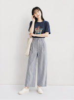 ゆったりドロップショルダー 遊び心プリント半袖Tシャツ