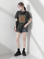 油絵アート！人と被りにくい高級感のあるスリム半袖Tシャツトップス