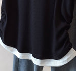 サイドギャザー切り替えネック フェイクレイヤードTシャツ