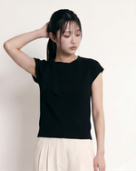 ワンショル風リボンデザイン すっきりフィット半袖Tシャツ