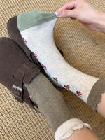 ボタニカル柄 切り替え プリント ソックス