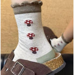 ボタニカル柄 切り替え プリント ソックス