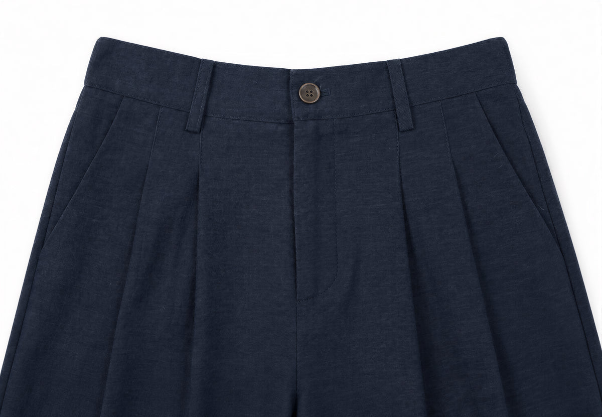 【全3色】S~XL ハイウエストタックワイドスラックス