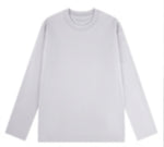 クルーネック ストレートシルエット ゆったり 長袖Tシャツ-シルバー-4XL
