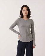 【秋新作】【全2色】S~2XL ラウンドネック スリムフィット インナー 長袖Tシャツ
