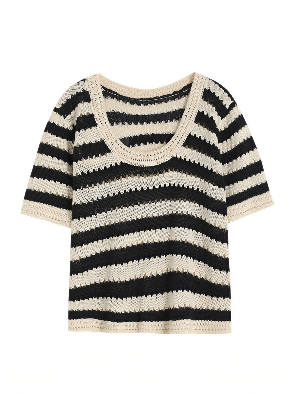 繊細でしなやか！半袖ボーダーTシャツフレンチミニニット