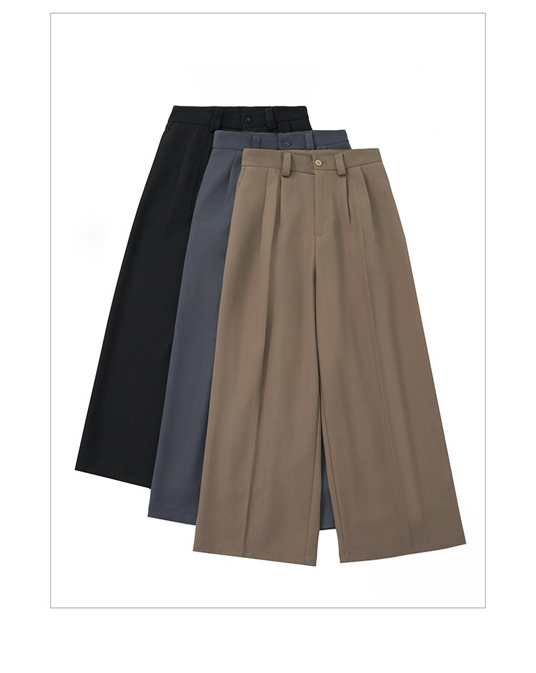 ハイウエスト タック入り 落ち感 ワイドクロップドパンツ