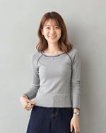 【秋新作】S~XLスリム配色トリム ラグランTシャツ