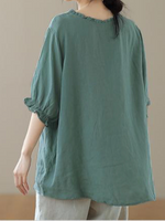 メローフリル襟 ラウンドネック ゆったりTシャツ