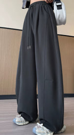 ハイウエスト ドローストリング 立体ワイドパンツ