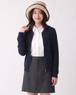 【秋新作】【全2色】S~2XL 縦リブ スリムフィット ショート丈 ニットカーディガン