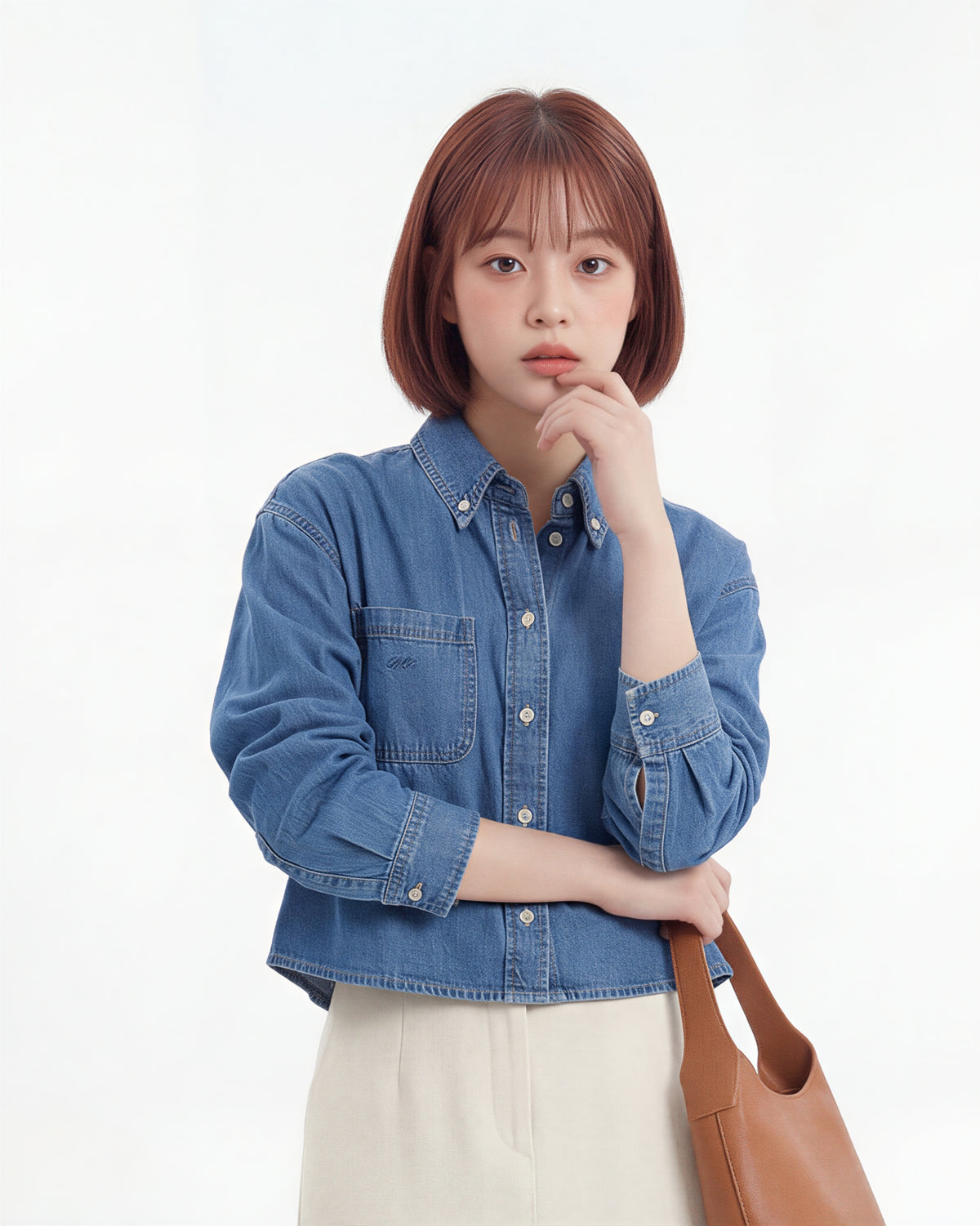 ショート丈 ゆったり ドロップショルダー デニムシャツ