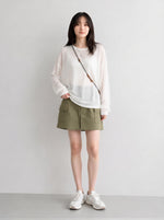 S~XL シアー重ね着 ルーズフィット 長袖Tシャツ
