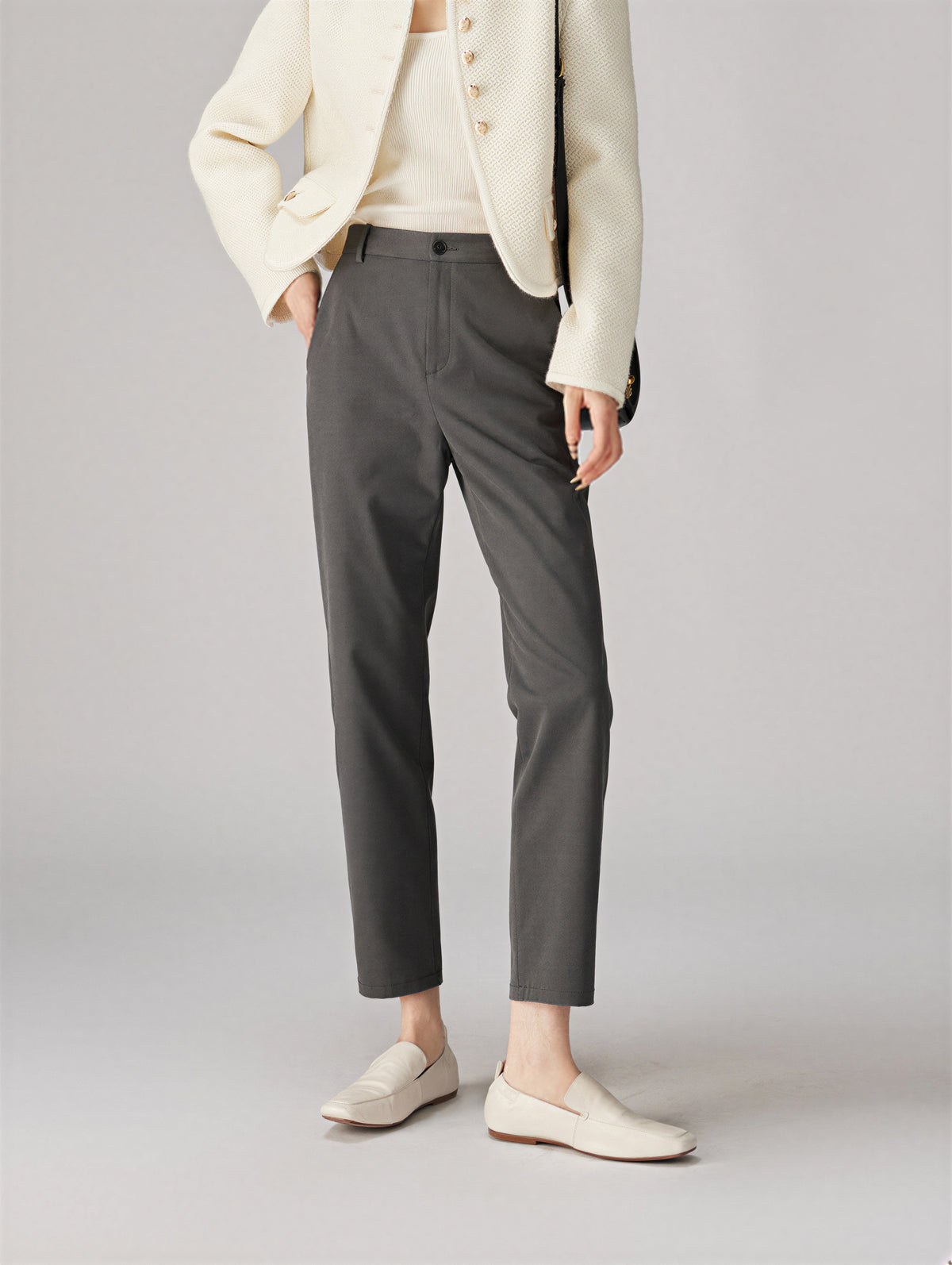 ハイウエスト ストレート 9分丈 シガレットパンツ