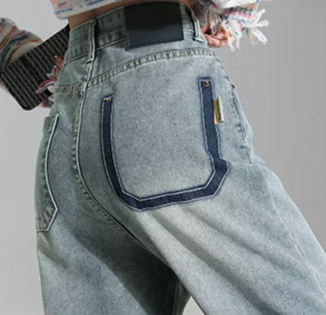 ハイウエストワイドデニムパンツ・ヴィンテージ加工