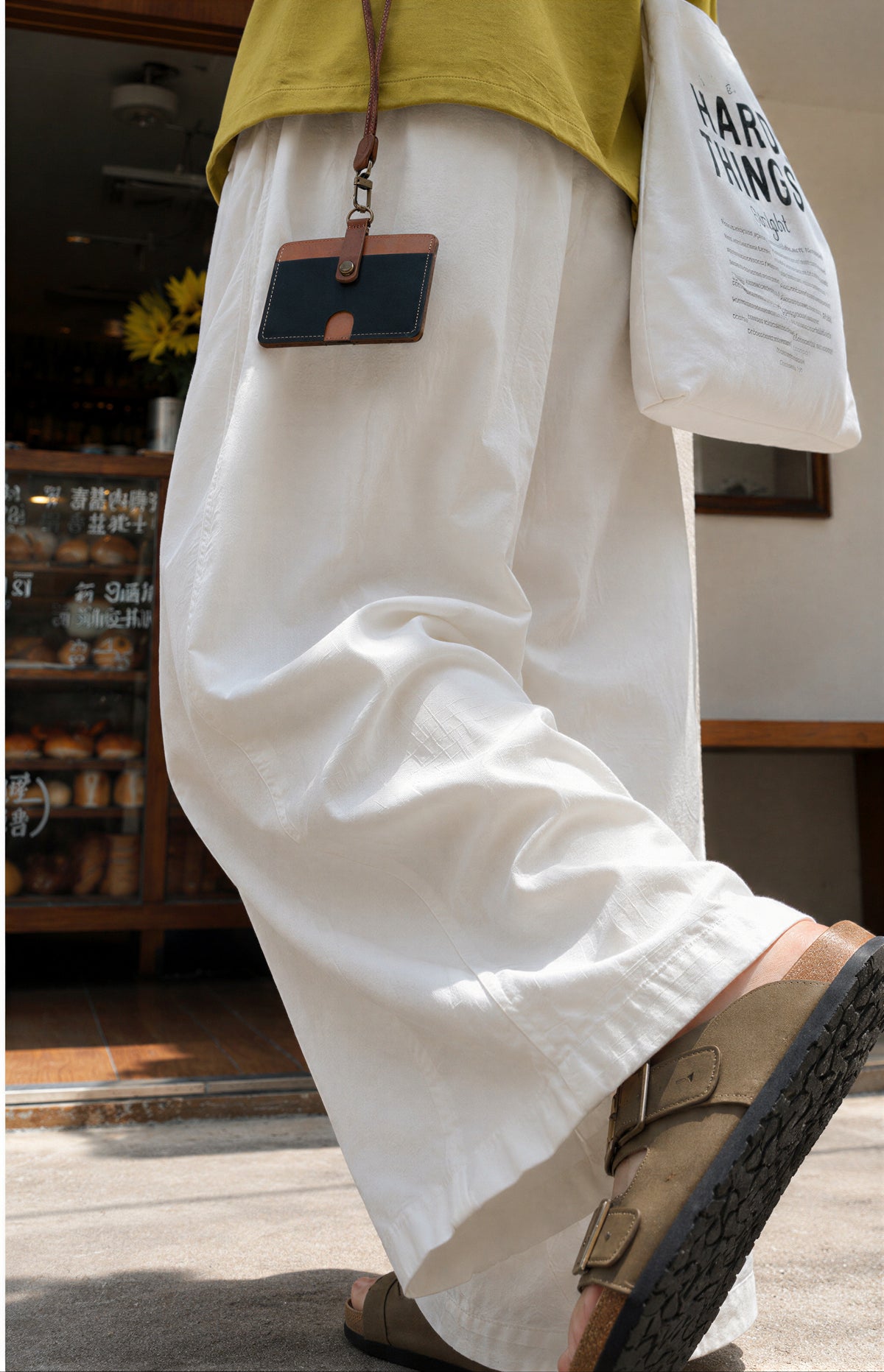 ハイウエスト ドレープ ワイドレッグパンツ