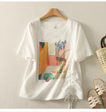 アートプリント サイドドロスト ゆったりTシャツ