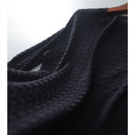 M~XL 透かしジャカード クルーネックニット