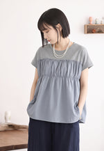 切り替えギャザー入り ゆったりTシャツ