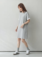 ゆったりストレート ロールアップスリーブ Tシャツワンピース
