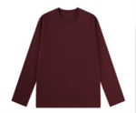 クルーネック ストレートシルエット ゆったり 長袖Tシャツ-チェリーレッド-4XL
