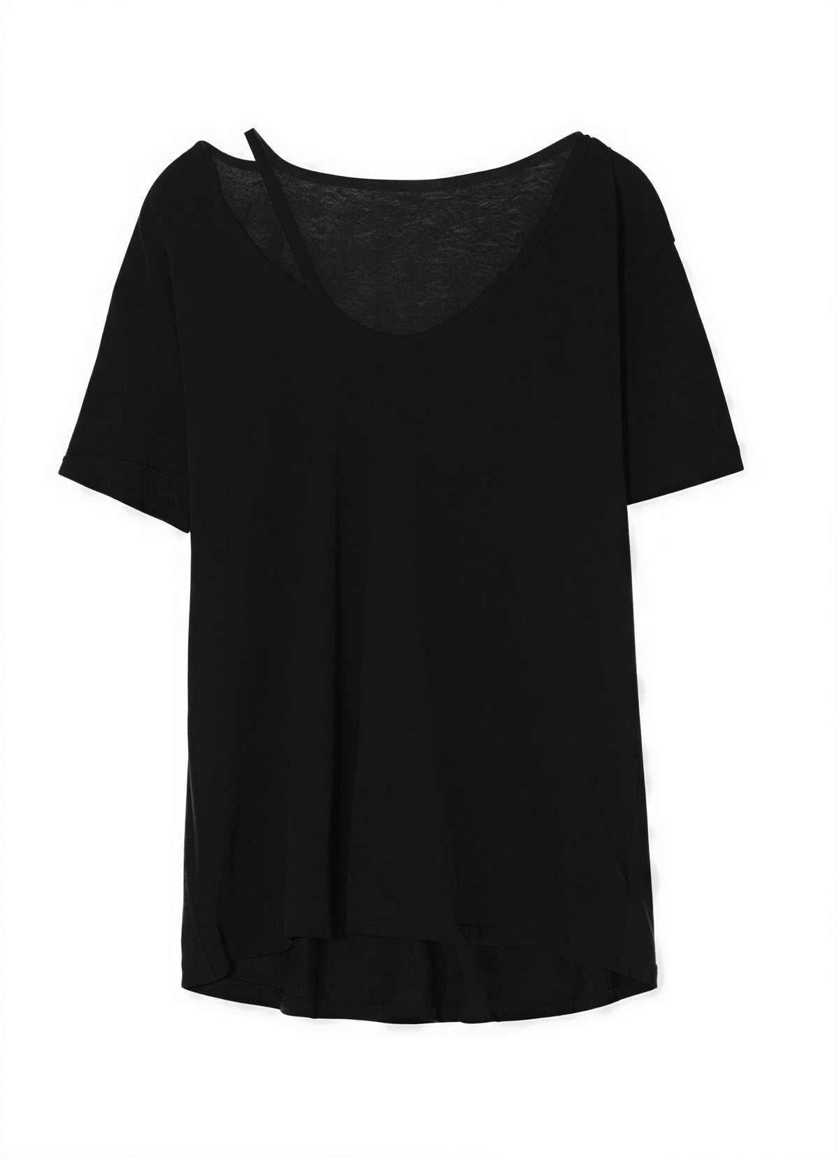 カットアウトオフショルダー ワイドネックTシャツ