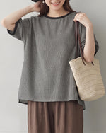 M-2XL ゆったりドロップショルダー チェックプルオーバー