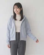 【秋新作】ゆったりショート丈ドローストリングフード付きスウェット